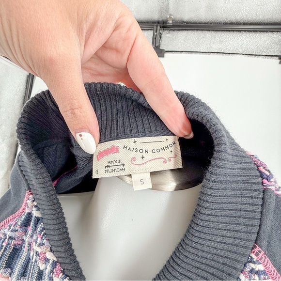 Maison Common blue Mixed-Media Metallic Bomber Jacket - Picture 7 of 9